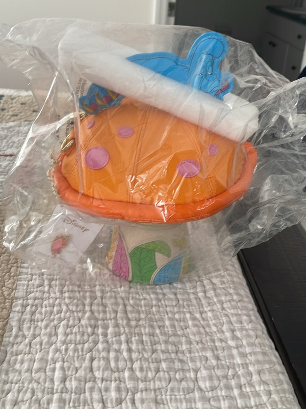Disney Orange Mushroom Hat with Blue Accent Party Decor